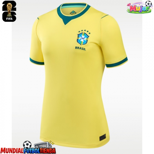 Camiseta Brasil Primera Equipación Replica Mundial 2026 para mujer mangas cortas